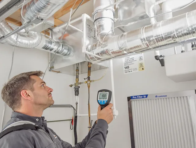 Lakeville Air Duct Cleaning expert conducting detailed filter system inspection using diagnostic tools in Lakeville