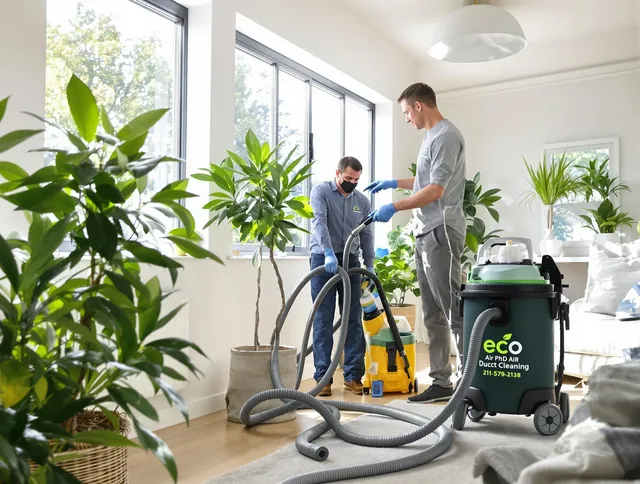 Lakeville Air Duct Cleaning technician performing eco-friendly duct cleaning using sustainable methods in Lakeville