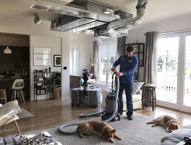 Lakeville Air Duct Cleaning technician performing detailed indoor duct cleaning for improved air quality in Lakeville
